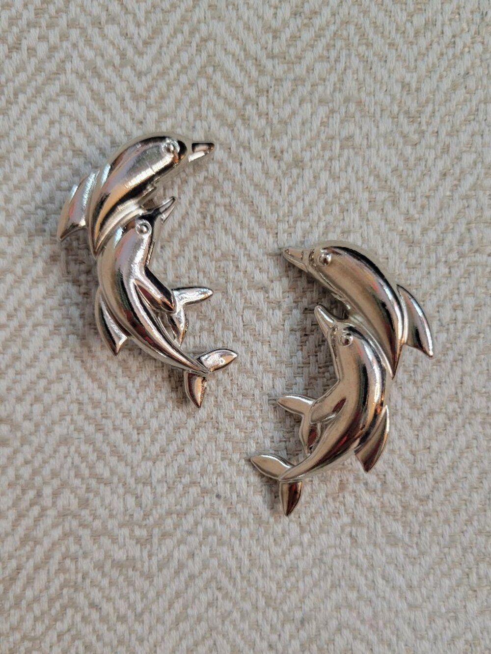 Bold 90's Dolphin Earrings, clip on